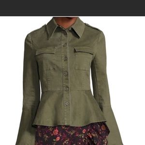 Bell sleeve military style peplum jacket